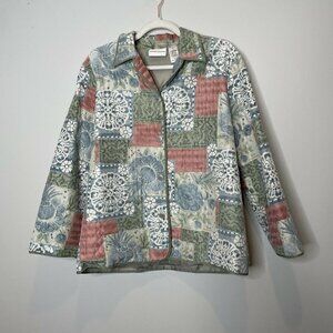 Vintage 100% Silk Quilted Patchwork Jacket Size 10